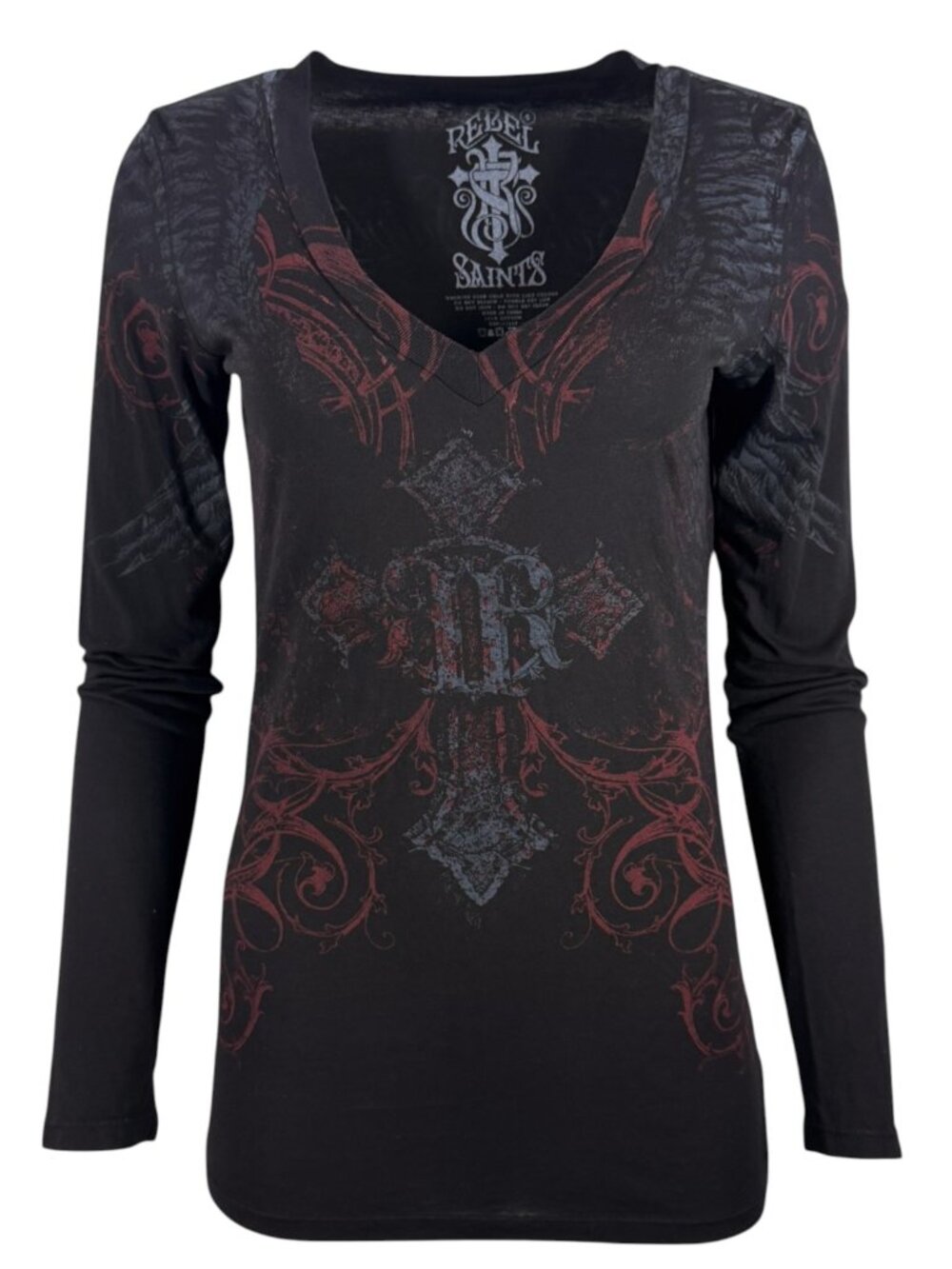 Rebel Saint By Affliction Women's T-shirt Scattered - Picture 1 of 8